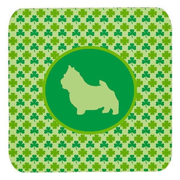 Carolines Treasures Norwich Terrier Lucky Shamrock Foam Coasters- Set of 4 - SDK1048-C-FC