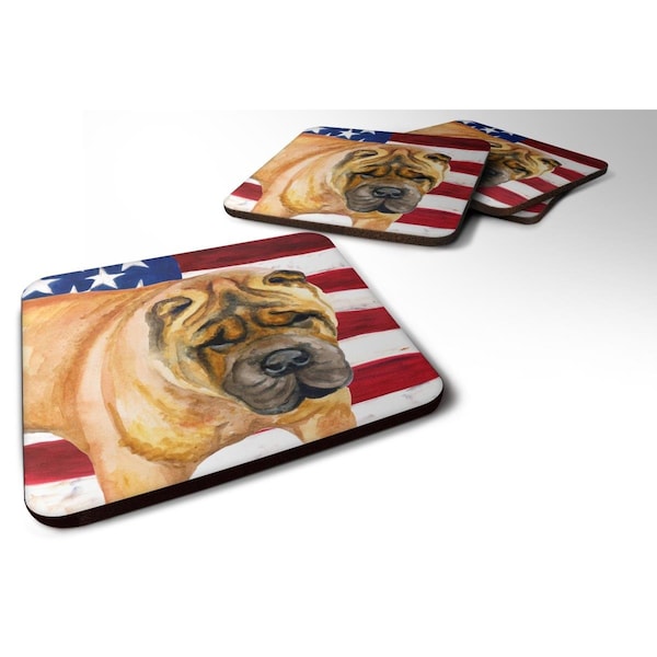 Carolines Treasures Shar Pei Patriotic Foam Coaster, 3.5 x 3.5 in. - Set of 4 - BB9661FC