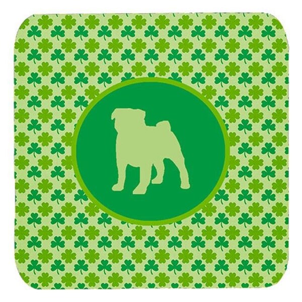 Carolines Treasures Carolines Treasures SDK1053-C-FC Pug Lucky Shamrock Foam Coasters; Set Of 4 - SDK1053-C-FC