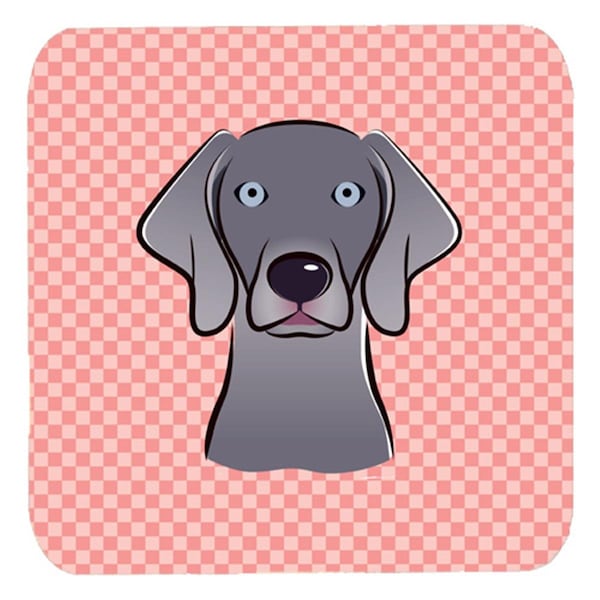 Carolines Treasures 3.5 x 3.5 In. Checkerboard Blue Weimaraner Foam Coasters- Set of 4 - BB1231FC