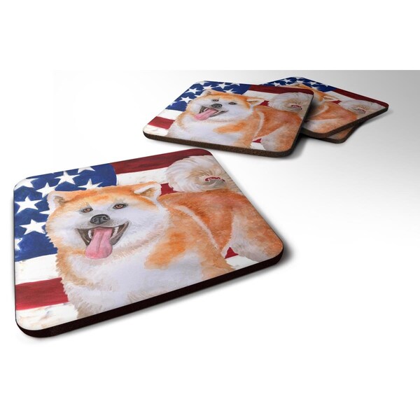 Carolines Treasures Akita Patriotic Foam Coaster, 3.5 x 3.5 in. - Set of 4 - BB9703FC