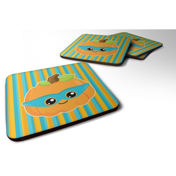 Carolines Treasures Halloween Pumpkin Superhero Foam Coasters - Set of 4 - BB6965FC