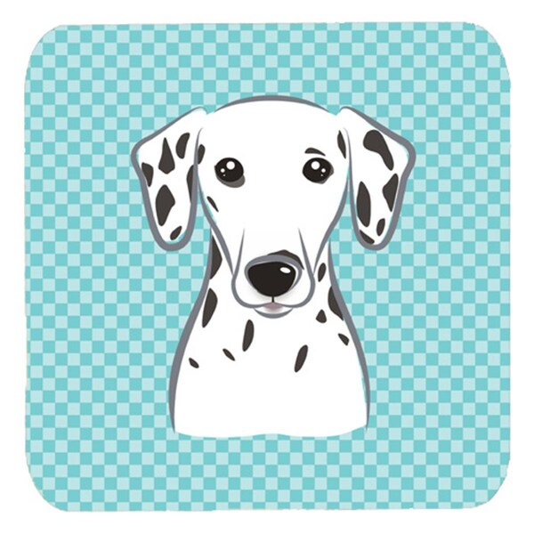 Carolines Treasures 3.5 x 3.5 In. Checkerboard Blue Dalmatian Foam Coasters- Set of 4 - BB1148FC