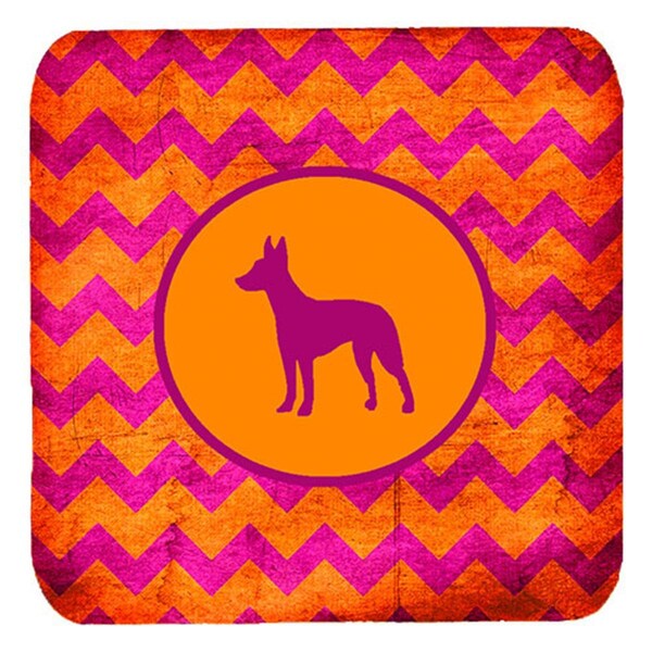 Carolines Treasures Manchester Terrier Chevron Pink And Orange Foam Coasters- Set of 4 - SDK1045-B-FC