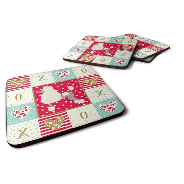 Carolines Treasures 3.5 x 3.5 in. Poodle Love Foam Coaster, 4PK - CK5946FC