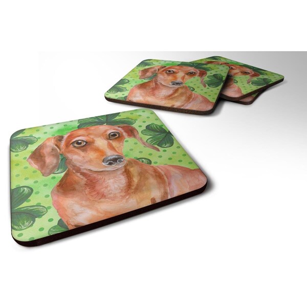 Carolines Treasures Red Dachshund St.Patricks Foam Coaster, 3.5 x 3.5 in. - Set of 4 - BB9881FC