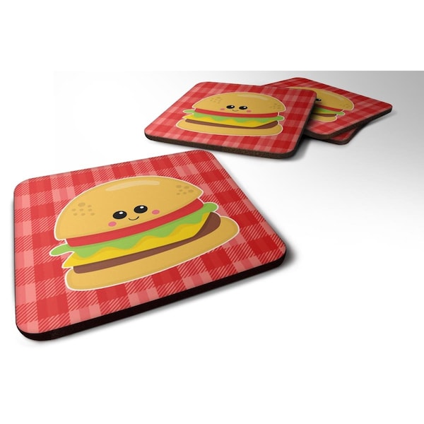 Carolines Treasures Hamburger Face Foam Coasters - Set of 4 - BB7042FC