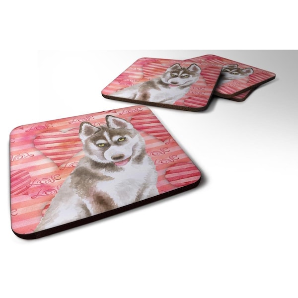 Carolines Treasures Siberian Husky Grey Love Foam Coaster - Set of 4 - BB9783FC