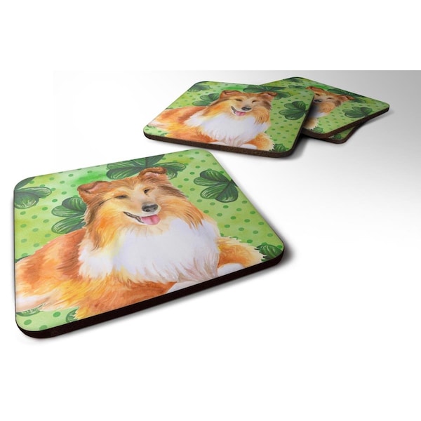 Carolines Treasures Sheltie St.Patricks Foam Coaster, 3.5 x 3.5 in. - Set of 4 - BB9894FC