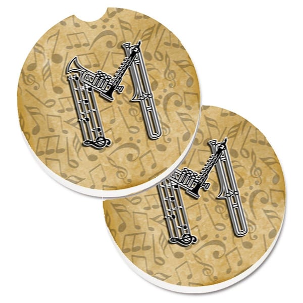 Carolines Treasures Letter M Musical Instrument Alphabet Cup Holder Car Coaster, 2PK - CJ2004-MCARC