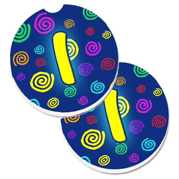 Carolines Treasures Letter I Initial Monogram Blue Swirls Cup Holder Car Coaster, 2PK - CJ1011-ICARC
