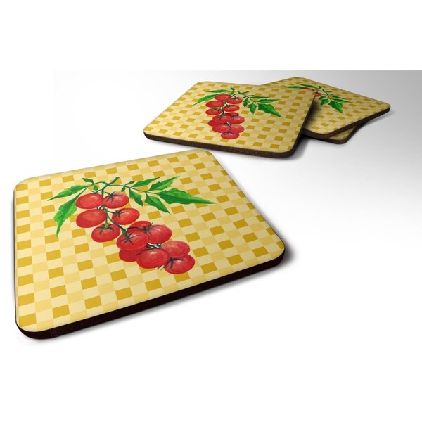 Carolines Treasures Cherry Tomato on Basketweave Foam Coasters - Set of 4 - BB7194FC