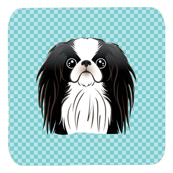 Carolines Treasures 3.5 x 3.5 In. Checkerboard Blue Japanese Chin Foam Coasters- Set of 4 - BB1168FC