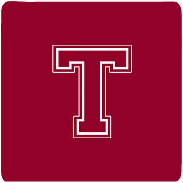 Carolines Treasures Set of 4 Monogram - Maroon and White Foam Coasters Initial Letter T - CJ1032-TFC