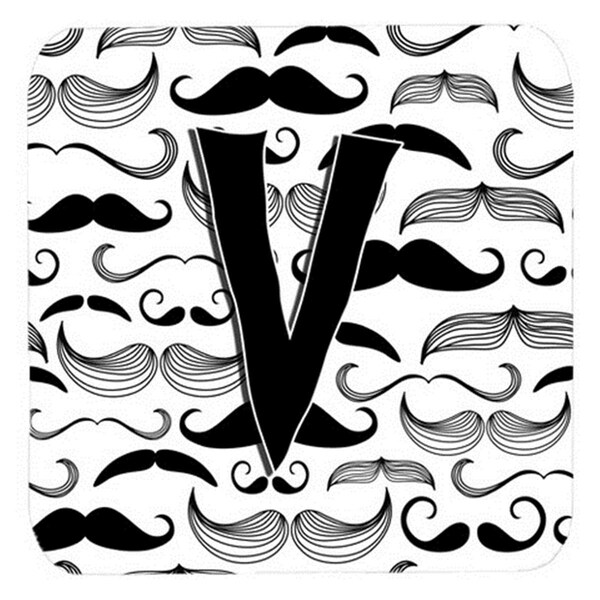 Carolines Treasures Letter V Moustache Initial Foam Coasters- Set of 4 - CJ2009-VFC