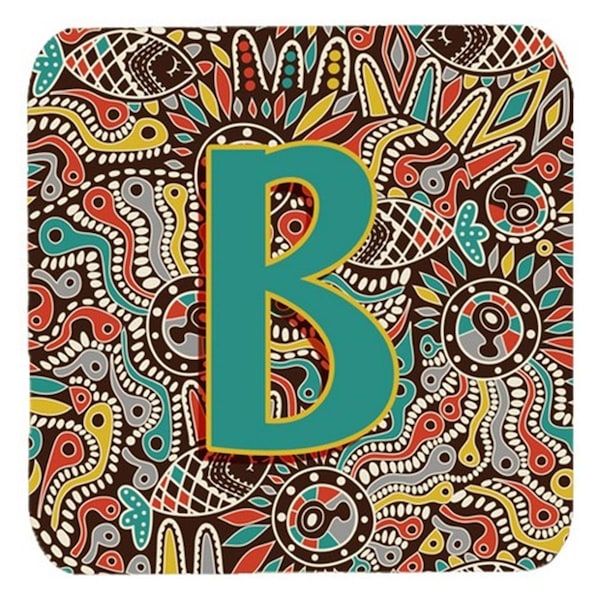 Carolines Treasures Letter B Retro Tribal Alphabet Initial Foam Coasters- Set of 4 - CJ2013-BFC