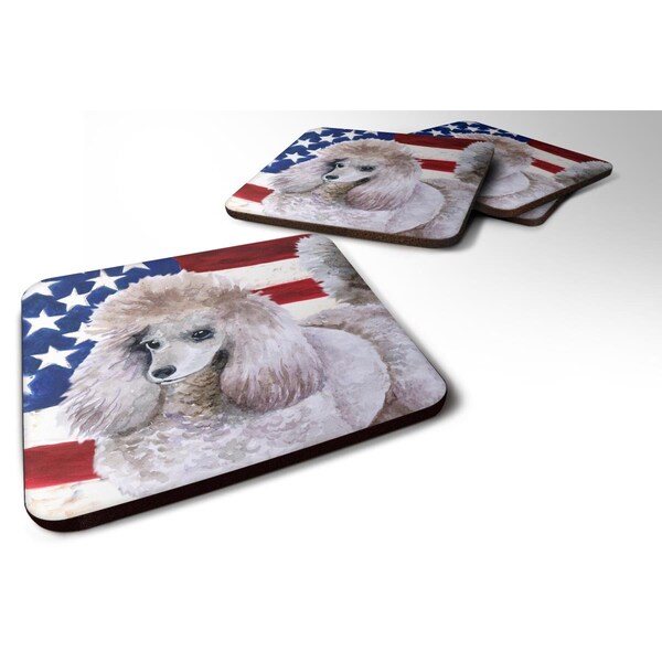 Carolines Treasures Poodle Patriotic Foam Coaster, 3.5 x 3.5 in. - Set of 4 - BB9665FC