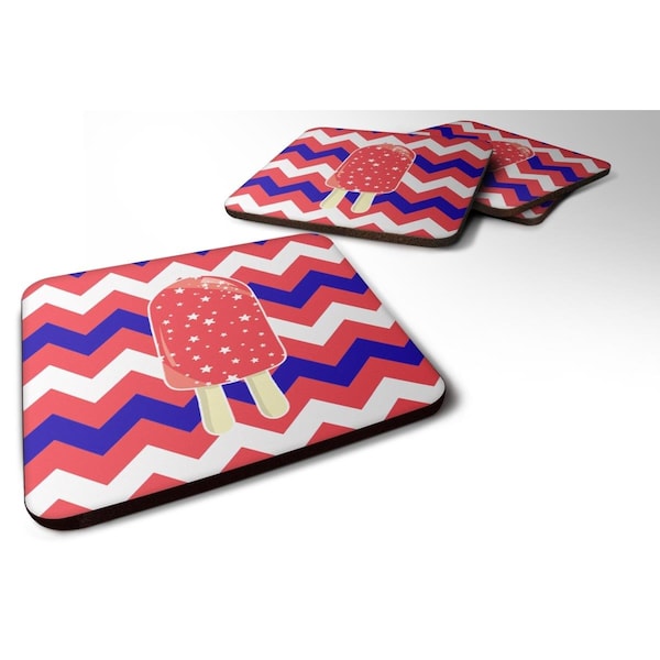 Carolines Treasures Ice Pop Popsicle Red White Blue Foam Coasters - Set of 4 - BB7063FC