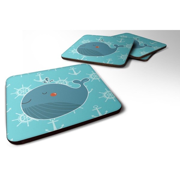 Carolines Treasures Blue Whale Foam Coasters - Set of 4 - BB6734FC