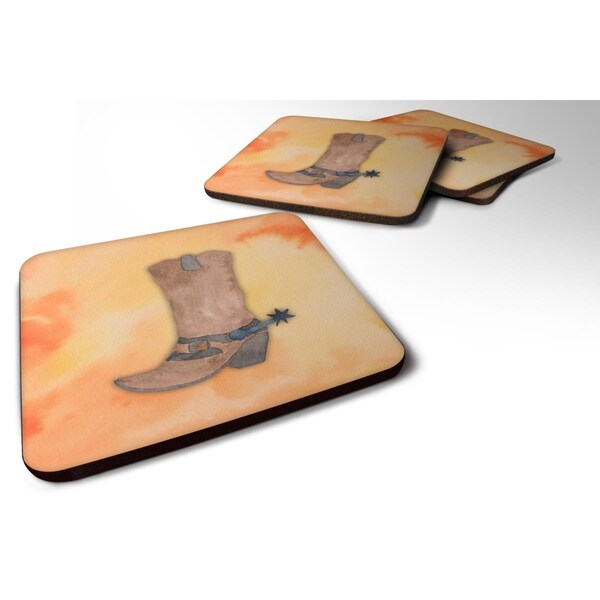 Carolines Treasures Cowboy Boot Watercolor Foam Coasters - Set of 4 - BB7371FC