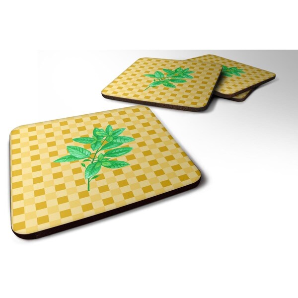 Carolines Treasures Basil on Basketweave Foam Coasters - Set of 4 - BB7184FC