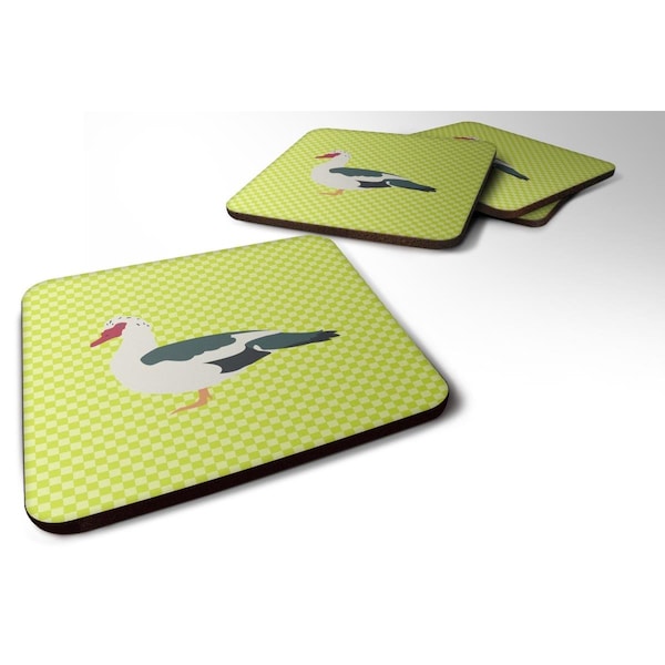 Carolines Treasures Muscovy Duck Green Foam Coaster, Set of 4 - BB7690FC