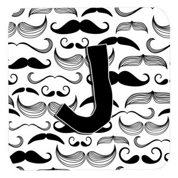 Carolines Treasures Letter J Moustache Initial Foam Coasters- Set of 4 - CJ2009-JFC