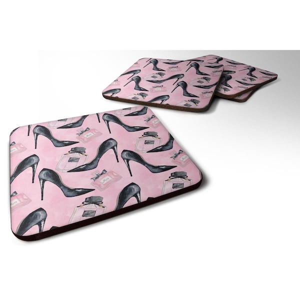 Carolines Treasures Fashion Diva Shoes and Perfume Foam Coaster, Set of 4 - BB7507FC