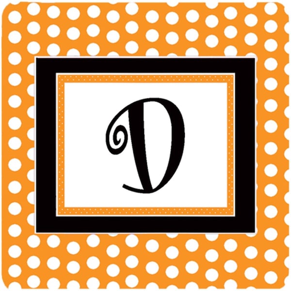 Carolines Treasures Set of 4 Monogram - Orange Polkadots Foam Coasters Initial Letter D - CJ1033-DFC