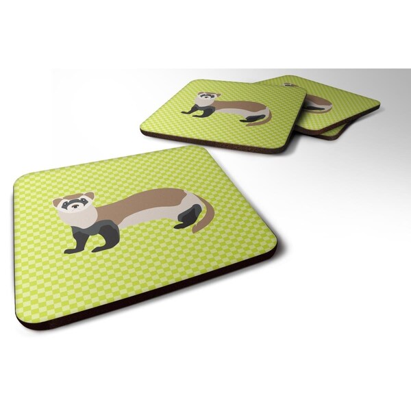Carolines Treasures Ferret Green Foam Coaster, Set of 4 - BB7704FC