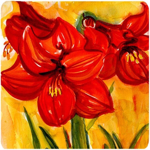 Carolines Treasures Flower - Amaryllis Foam Coasters - Set of 4- 3.5 x 3.5 In. - 6067FC