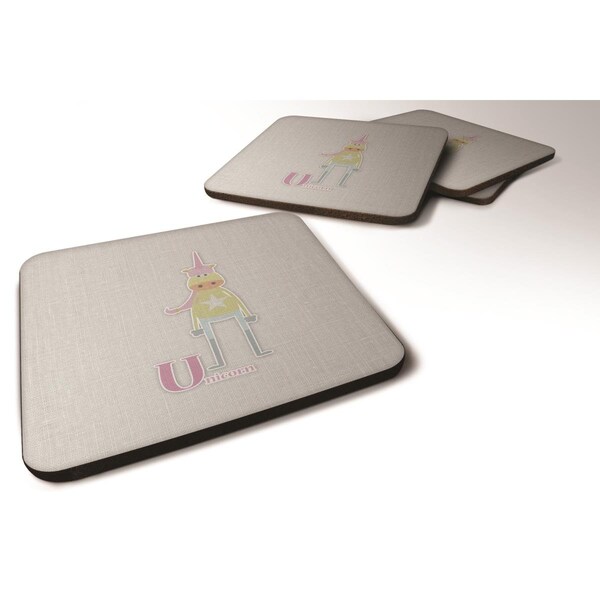 Carolines Treasures Alphabet U For Unicorn Foam Coasters - Set of 4 - BB5746FC
