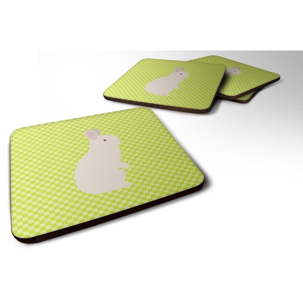 Carolines Treasures New Zealand White Rabbit Green Foam Coaster, Set of 4 - BB7791FC