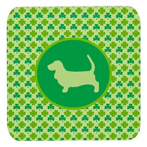 Carolines Treasures Carolines Treasures SDK1011-C-FC Basset Hound Lucky Shamrock Foam Coasters; Set Of 4 - SDK1011-C-FC
