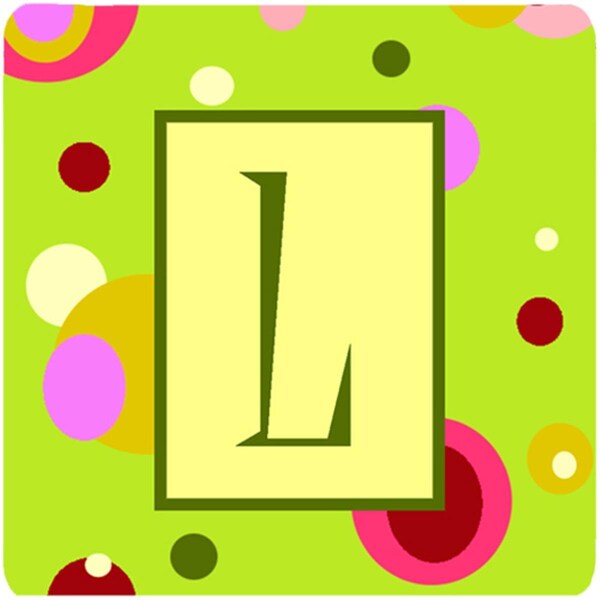 Carolines Treasures Monogram - Green Foam Coasters Initial Letter L- Set of 4 - CJ1010-LFC