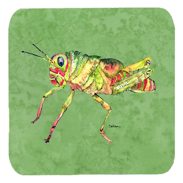 Carolines Treasures Grasshopper On Avocado Foam Coasters- Set of 4 - 8848FC