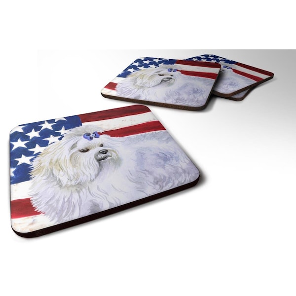 Carolines Treasures Maltese Patriotic Foam Coaster, 3.5 x 3.5 in. - Set of 4 - BB9651FC