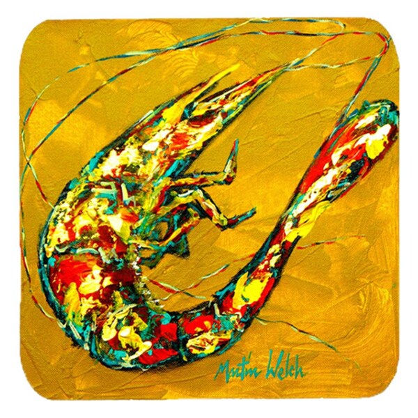 Carolines Treasures Shrimp Shrimp and Hot Mustard Foam Coasters- Set of 4 - MW1058FC