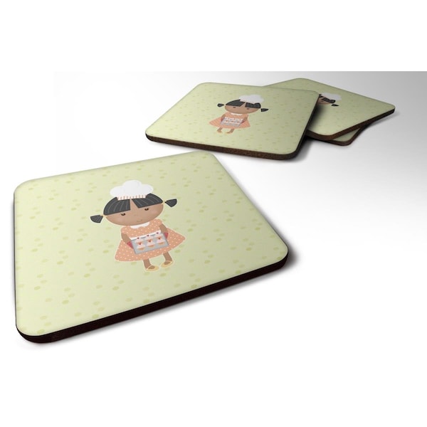 Carolines Treasures African American Baker on Green Foam Coasters - Set of 4 - BB7308FC