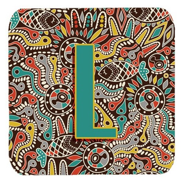 Carolines Treasures Letter L Retro Tribal Alphabet Initial Foam Coasters- Set of 4 - CJ2013-LFC