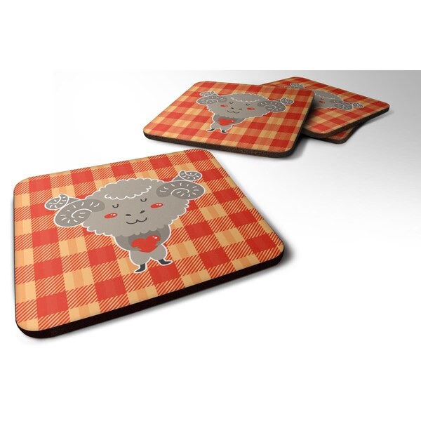 Carolines Treasures Ram With a Heart Foam Coasters - Set of 4 - BB6738FC