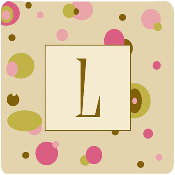 Carolines Treasures Monogram - Tan Dots Foam Coasters Initial Letter L- Set of 4 - CJ1004-LFC