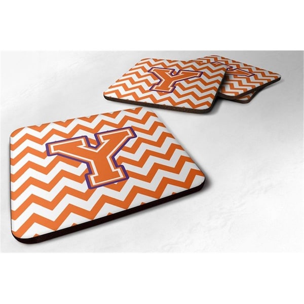 Carolines Treasures Letter Y Chevron Orange and Regalia Foam Coaster, Set of 4 - CJ1062-YFC