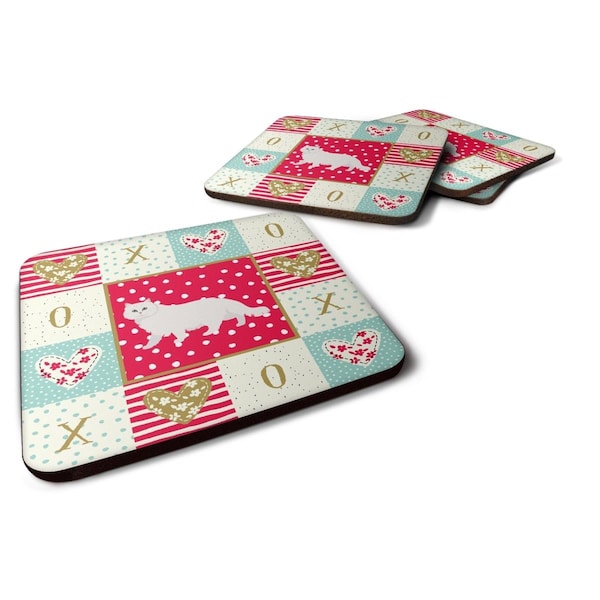 Carolines Treasures 3.5 x 3.5 in. Chinchilla Persian Longhair Cat Love Foam Coaster, 4PK - CK5583FC