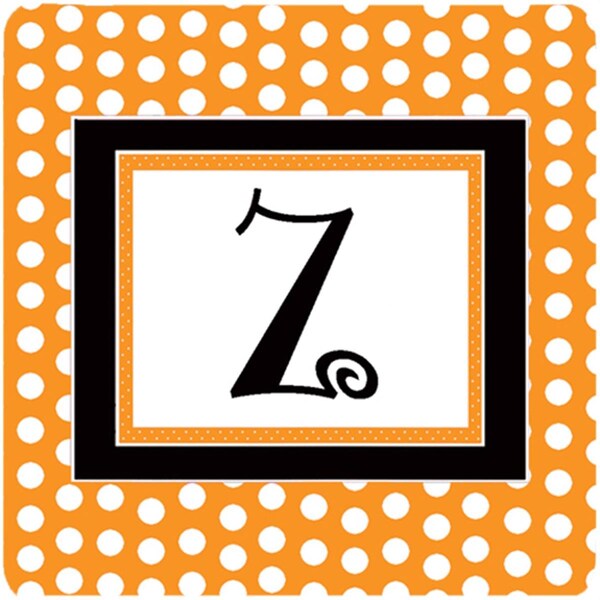 Carolines Treasures Set of 4 Monogram - Orange Polkadots Foam Coasters Initial Letter Z - CJ1033-ZFC