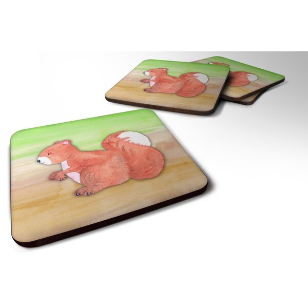Carolines Treasures Squirrel Watercolor Foam Coasters - Set of 4 - BB7431FC