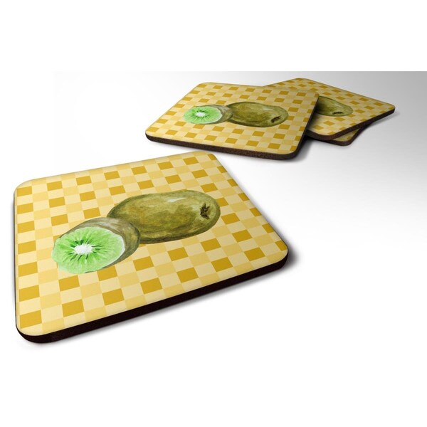 Carolines Treasures Kiwi on Basketweave Foam Coasters - Set of 4 - BB7231FC