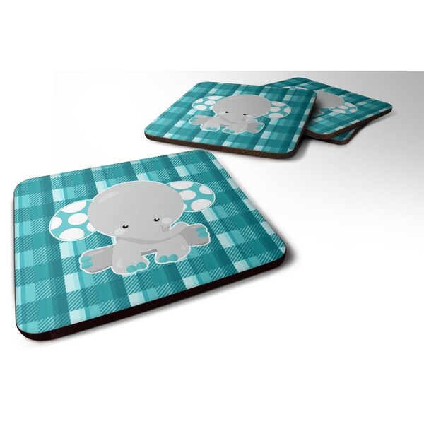Carolines Treasures Plaid Elephant Foam Coasters - Set of 4 - BB6840FC