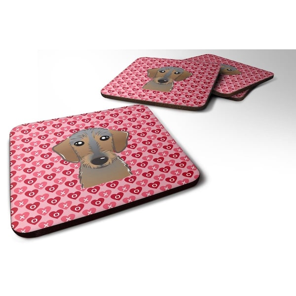 Carolines Treasures Wirehaired Dachshund Hearts Foam Coasters - Set of 4 - BB5303FC