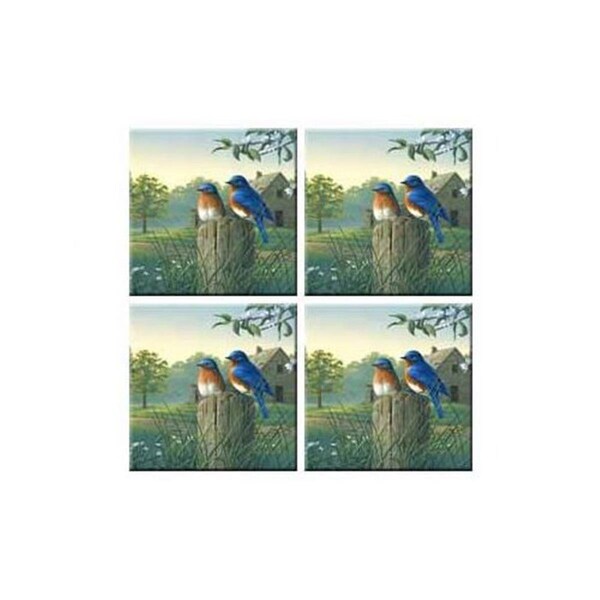 Fastfood McGowan Tuftop Country Morning Bluebirds Coasters Set of 4 - FA2611490